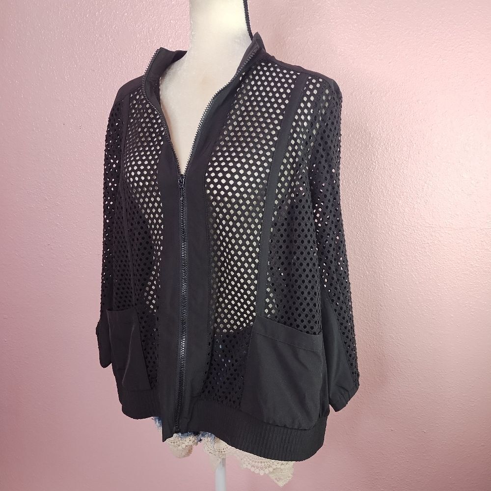Chicos Women's Black Mesh Jacket 3 XL